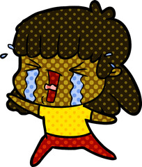 cartoon woman in tears