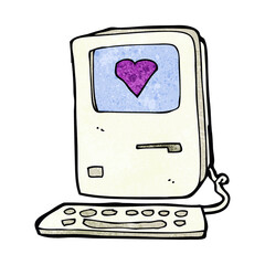 cartoon old computer with love heart