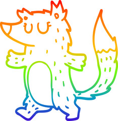 rainbow gradient line drawing of a cartoon fox