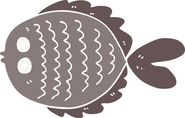 flat color style cartoon flat fish
