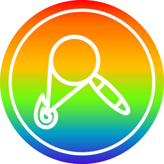 magnifying glass burning circular icon with rainbow gradient finish