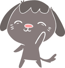 happy flat color style cartoon dog