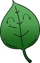 gradient shaded quirky cartoon happy leaf