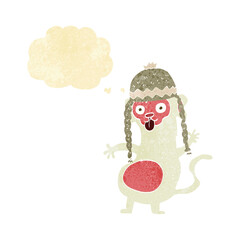 funny cartoon monkey with thought bubble