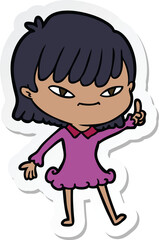 sticker of a cartoon woman with idea