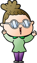 cartoon woman wearing spectacles
