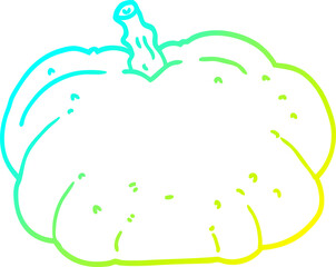 cold gradient line drawing of a cartoon pumpkin