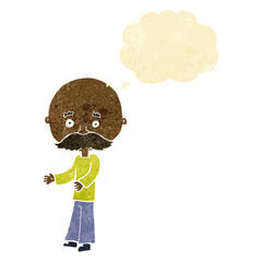 cartoon man with mustache with thought bubble