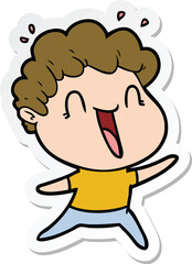sticker of a cartoon happy man