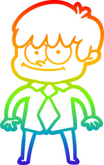 rainbow gradient line drawing of a happy cartoon man