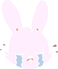 flat color style cartoon crying bunny face