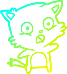 cold gradient line drawing of a Cartoon cat