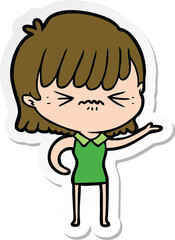 sticker of a annoyed cartoon girl
