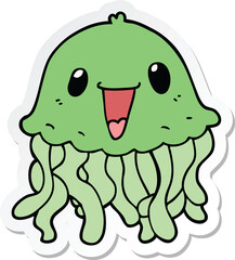 sticker of a cartoon jellyfish