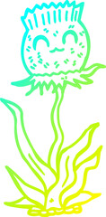 cold gradient line drawing of a cartoon thistle