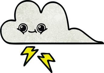 retro grunge texture cartoon of a storm cloud