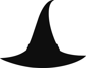 Fototapeta premium Black silhouette of halloween witch hat. Vector illustration