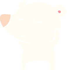 happy flat color style cartoon polar bear