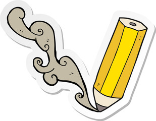 sticker of a cartoon pencil scribbling