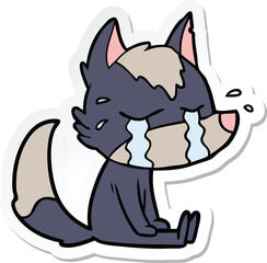 sticker of a cartoon crying wolf