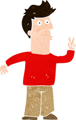 cartoon man giving peace sign