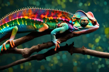 Gordijnen chameleon on a branch © Fahad