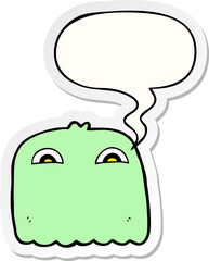 cartoon ghost with speech bubble sticker