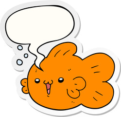 cartoon fish with speech bubble sticker