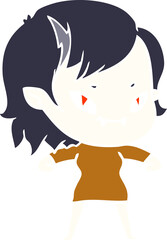flat color style cartoon friendly vampire girl
