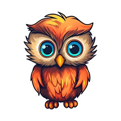 Cute Brown Owl Baby Toddler Illustration on Transparent Background, Ai Generated