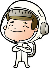 happy cartoon astronaut