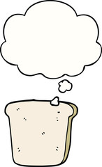 cartoon slice of bread with thought bubble