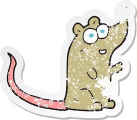retro distressed sticker of a cartoon mouse
