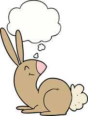 cute cartoon rabbit with thought bubble