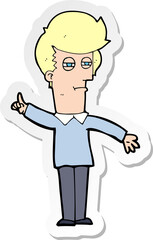 sticker of a cartoon man narrowing eyes