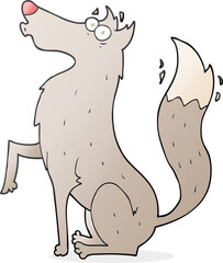 freehand drawn cartoon wolf