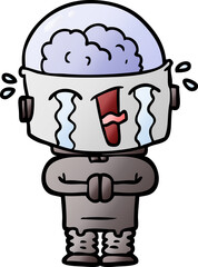 cartoon crying robot