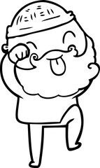man with beard sticking out tongue