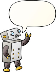 cartoon robot with speech bubble in smooth gradient style