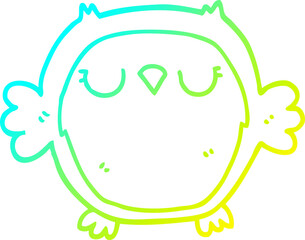 cold gradient line drawing of a cartoon owl