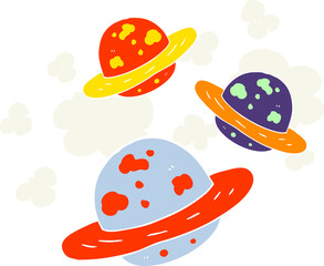flat color illustration of planets