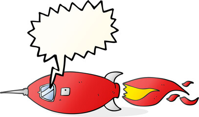 freehand drawn speech bubble cartoon spaceship
