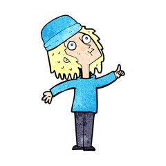cartoon woman wearing winter hat