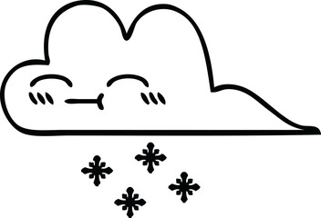 line drawing cartoon of a snow cloud