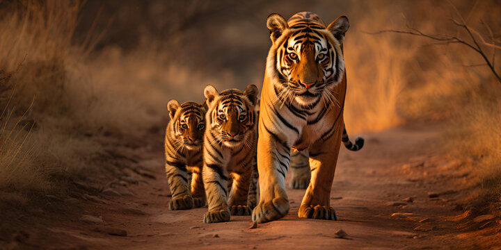 Portrait of tiger family sitting together in their home ,,,,,,
Tiger Family Bonding in Their Natural Habitat