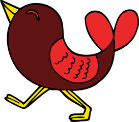 cartoon doodle red bird