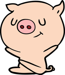 happy cartoon pig