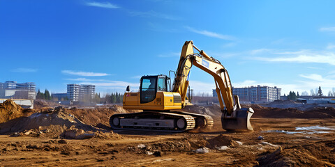 Building Foundation Preparation with Excavator