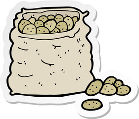 sticker of a cartoon sack of potatoes