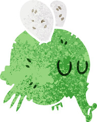 retro illustration style quirky cartoon fly